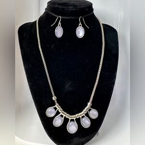 Necklace Silver-toned w/Blue Stones and Matching Earrings - Christopher & Banks
